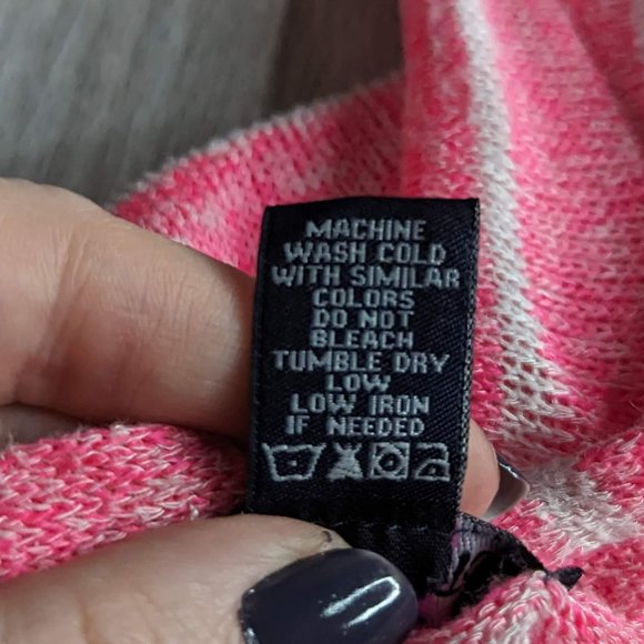 Limited Too Pink & White Striped Open Front Cardigan Size 5/6 - Picture 2 of 6